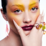 Fotografía Beauty | Hatsune Retrato Fotografía Beauty de una modelo con maquillaje artístico amarillo y naranja en Mallorca
